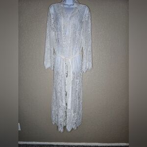 international concepts intimates Bridal Lace Mesh Sheer Kimono Robe XL